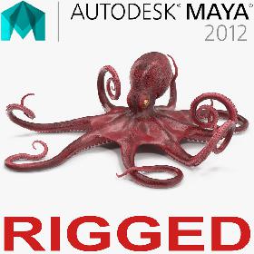 Octopus Vulgaris Rigged for Maya 3D model